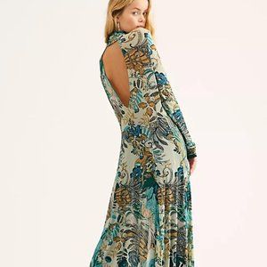 Free People | All In One Mesh Floral Maxi Dress: Color: Green/Black: Size: M